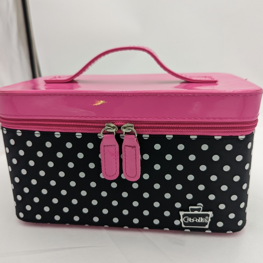 Caboodles  Pink Black White Polka Dot Makeup Case